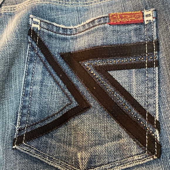 7 For All Mankind Vintage Original Crystal Logo CottonStretch Jeans NeverUsed - Picture 3 of 16